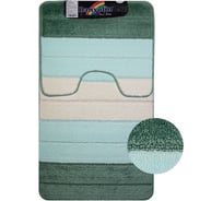 Коврик в ванную СИЛЬВЕР двойной, БИРЮЗОВЫЙ, полосы, 60х100 + 50х60 см, 100% полиэстер Санакс 00204