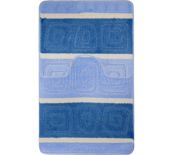 Коврик в ванную СИЛЬВЕР двойной, ГОЛУБОЙ, 60х100 + 50х60 см, 100% полиэстер Санакс 00205
