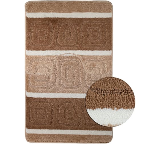 Коврик в ванную САНАКС SILVER двойной, коричневый, 60х100 + 50х60 см, полиэстер 00207 1