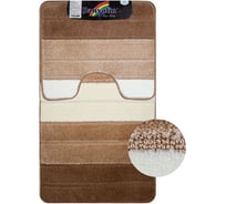 Коврик в ванную СИЛЬВЕР двойной, КОРИЧНЕВЫЙ, полосы, 60х100 + 50х60 см, 100% полиэстер Санакс 00202