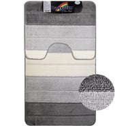 Коврик в ванную СИЛЬВЕР двойной, СЕРЫЙ, полосы, 60х100 + 50х60 см, 100% полиэстер Санакс 00201