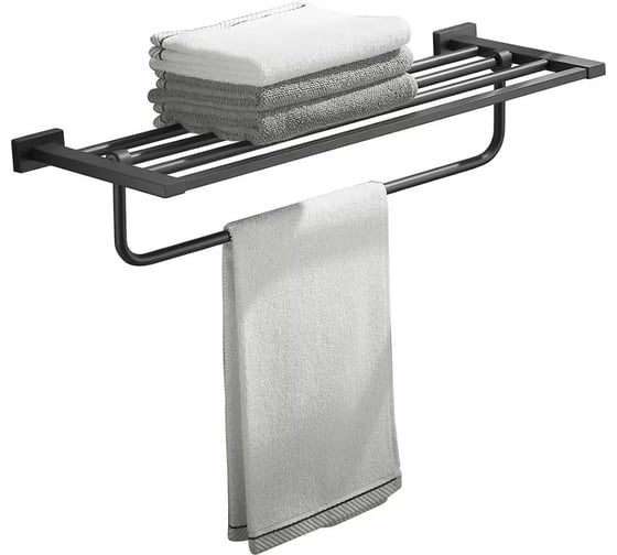 Полотенцедержатель двойной настенный ViEir нержавеющая сталь, черный, для ванной комнаты, V5019-C 1