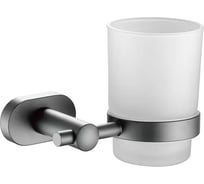 Стакан настенный для ванной комнаты VIEIR для хранения зубных щеток и аксессуаров, стекло + металл, хромированный держатель V5105