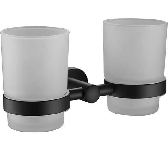 Стакан настенный VIEIR двойной для ванной комнаты, для хранения зубных щеток и аксессуаров, стекло + металл, черный держатель, V5106-C 1