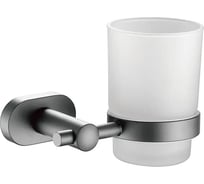 Стакан настенный для ванной комнаты VIEIR для хранения зубных щеток и аксессуаров, стекло + металл, графитовый держатель V5105-G