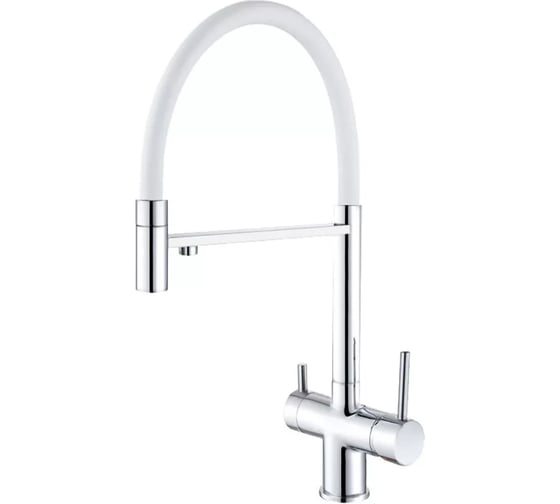 Смеситель для кухни однорычажный ViEiR с гибким шлангом и подключением к фильтру, хром/белый V15039 1