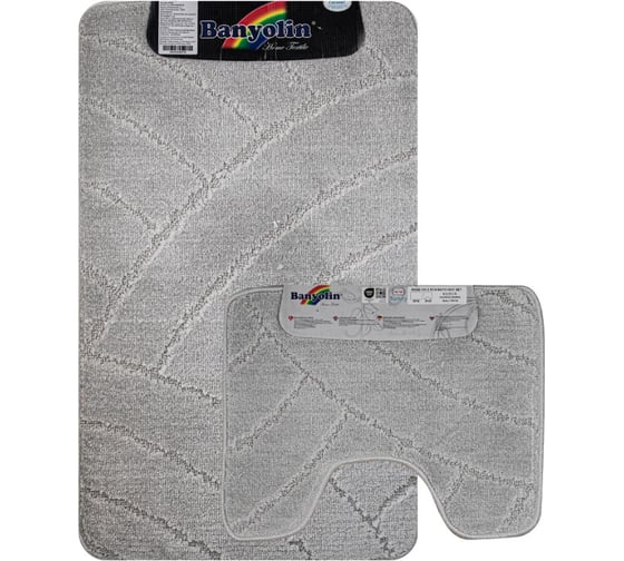 Коврик в ванную САНАКС CLASSIC UNI 201825, двойной Светло-Серый, 55х90 + 45х55 см, полиэстер 00360 1