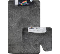 Коврик в ванную КЛАССИК УНИ 201825, двойной Тёмно-Серый, 55х90 + 45х55 см, 100% полиэстер Санакс 00361