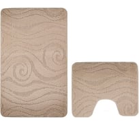 Коврик в ванную КЛАССИК УНИ 202018 двойной, БЕЖЕВЫЙ, 55х90 + 45х55 см, 100% полиэстер Санакс 00318
