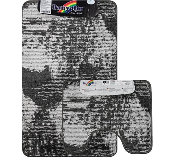 Коврик в ванную САНАКС CLASSIC UNI 202308, двойной СЕРЫЙ, 55х90 + 45х55 см, полиэстер 00357 1