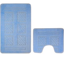 Коврик в ванную КЛАССИК УНИ КВАДРАТЫ. двойной ГОЛУБОЙ, 55х90 + 45х55 см, 100% полиэстер Санакс 00282