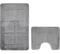 Коврик в ванную КЛАССИК УНИ КВАДРАТЫ, двойной СЕРЫЙ, 55х90 + 45х55 см, 100% полиэстер Санакс 00284