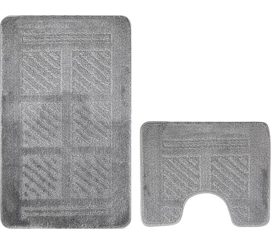 Коврик в ванную САНАКС CLASSIC UNI КВАДРАТЫ, двойной СЕРЫЙ, 55х90 + 45х55 см, полиэстер 00284 1