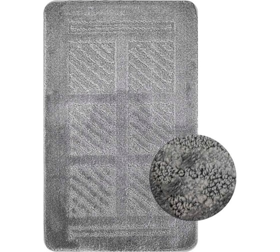 Коврик в ванную САНАКС CLASSIC UNI КВАДРАТЫ, одинарный СЕРЫЙ, 55х90 см, полиэстер 00293 1