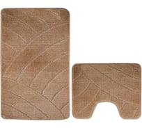 Коврик в ванную КЛАССИК УНИ ПОЛОСКИ двойной, КОРИЧНЕВЫЙ, 55х90 + 45х55 см, 100% полиэстер Санакс 00287