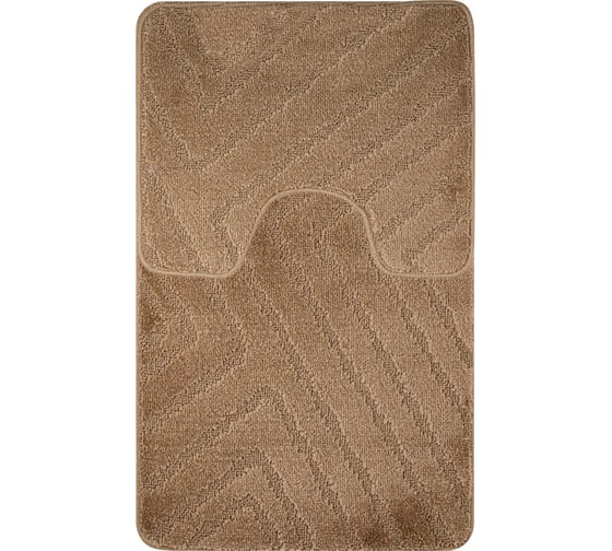 Коврик в ванную КЛАССИК УНИ ПОЛОСКИ двойной, КОРИЧНЕВЫЙ, 55х90 + 45х55 см, 100% полиэстер Санакс 00287