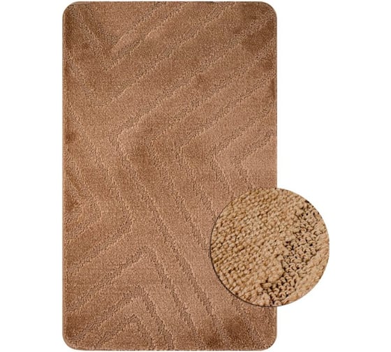 Коврик в ванную САНАКС CLASSIC UNI ПОЛОСКИ, одинарный КОРИЧНЕВЫЙ, 55х90 см, полиэстер 00296 1