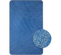 Коврик в ванную КЛАССИК УНИ ПОЛОСКИ, одинарный СИНИЙ, 55х90 см, 100% полиэстер Санакс 00298