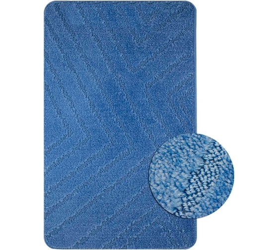 Коврик в ванную САНАКС CLASSIC UNI ПОЛОСКИ, одинарный СИНИЙ, 55х90 см, полиэстер 00298 1