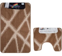 Коврик в ванную - КРОСС-ЛООП, двойной, КОРИЧНЕВЫЙ, клетка, 500х800, 500х400 мм,100% полиэстер Санакс 00855