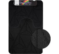 Коврик в ванную КРОСС-ЛООП, двойной, ЧЕРНЫЙ, однотонный, 500х800,500х400 мм,100% полиэстер Санакс 00852