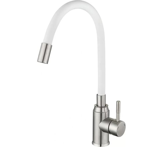 Смеситель для кухни однорычажный ViEiR из нержавеющей стали с гибким изливом сатин/белый для кухонной мойки V15043-F 1