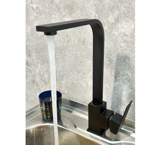 Смеситель для кухни квадратный высокий однорычажный ViEiR нержавеющая сталь черный для дизайнерской кухни и точной подачи воды V15021-C 1