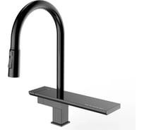 Смеситель для кухни высокий ViEiR с выдвижной лейкой и полкой черный для кухонной мойки V15014-C