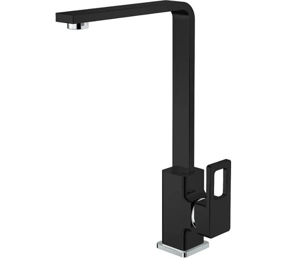 Смеситель для кухни Г-образный ViEiR высокий квадратный излив, латунь, черный матовый, для кухонной мойки V353523-C 1