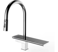 Смеситель для кухни высокий ViEiR с выдвижной лейкой и полкой сатин для кухонной мойки V15014