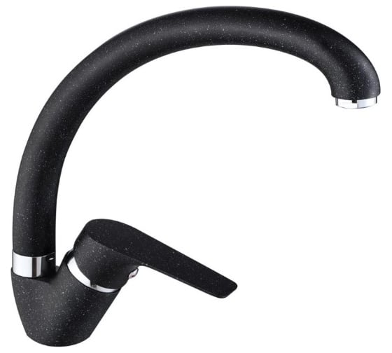 Смеситель для кухни однорычажный латунный ViEiR высокий излив черный с краплением для современной кухонной мойки V063521-C1 1