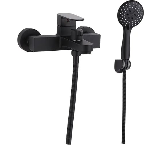 Смеситель для ванны однорычажный ViEiR с коротким изливом черный для ванны и душа V283531-C 1