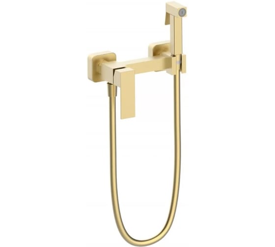 Смеситель однорычажный ViEiR с гигиеническим душем матовое золото настенный комплект для биде V362552-S 1