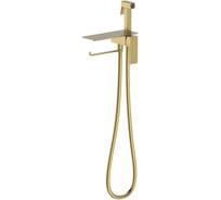 Смеситель встроенный ViEiR с гигиеническим душем полкой и держателем полотенца матовое золото для биде и гигиенического душа V393052-S