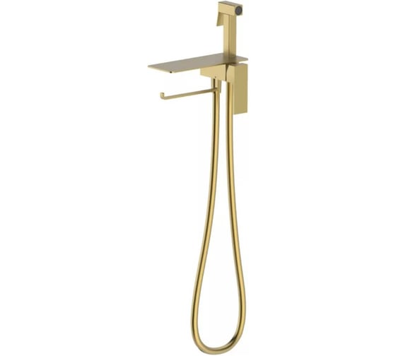 Смеситель встроенный ViEiR с гигиеническим душем полкой и держателем полотенца матовое золото для биде и гигиенического душа V393052-S 1