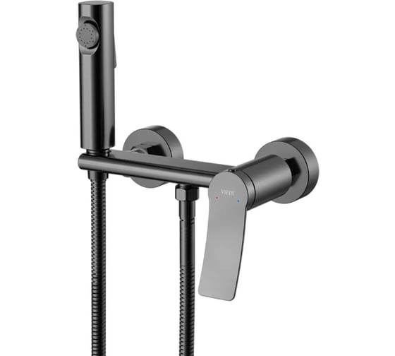 Смеситель однорычажный для душа биде ViEiR графит настенный гигиенический комплект V483051-G 1