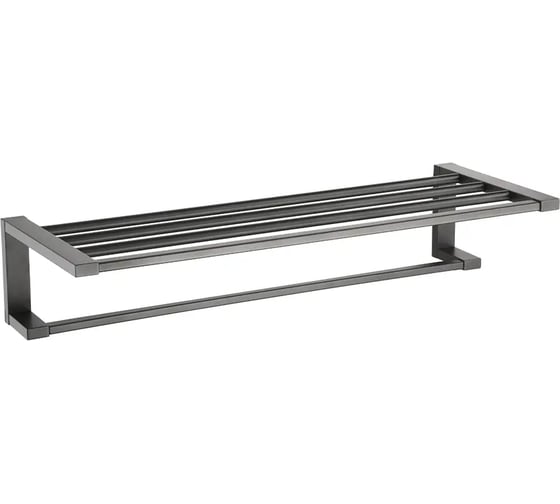 Полотенцедержатель с полкой ViEir настенный, нержавеющая сталь, графит, для ванной комнаты, V5020-G 1