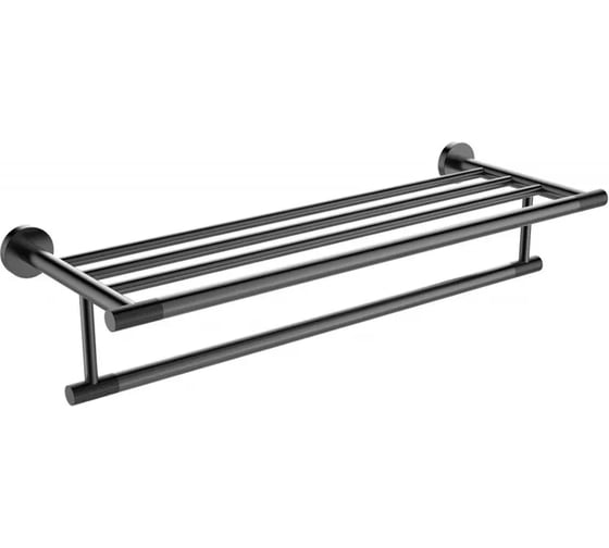 Полотенцедержатель с полкой ViEir настенный, нержавеющая сталь, цвет черный, V5520-C 1