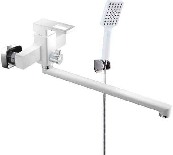 Смеситель однорычажный для ванны ViEiR, длинный излив, латунь, настенный монтаж, белый V353541-F 1