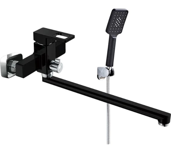 Смеситель однорычажный для ванны ViEiR, длинный излив, латунь, настенный монтаж, черный матовый V353541-C 1