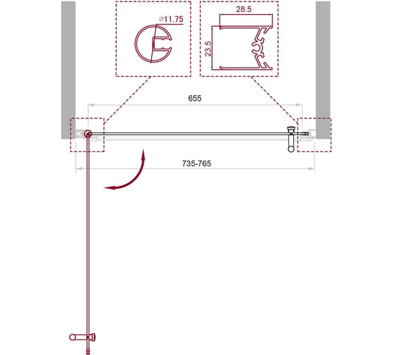 Душевая дверь BelBagno UNO-B-1-75-C-Cr