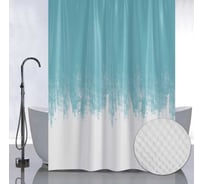 Штора с рельефным теснением САНАКС принт переход - бирюза, в ванную комнату, без колец, полиэстер/микрофибра, 180х180 см 05-02