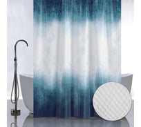 Штора с рельефным теснением САНАКС принт морская волна, в ванную комнату, без колец, полиэстер/микрофибра, 180х180 см 05-09