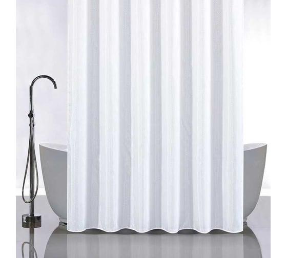 Штора однотонная Санакс белая, в ванную комнату, полиэстэр 03-03 1