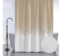 Штора с рельефным теснением САНАКС принт переход - бежевый, в ванную комнату, без колец, полиэстер/микрофибра, 180х180 см 05-03