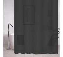 Штора для ванной комнаты, ЧЕРНАЯ матовая, рельефная, с кольцами, 180 х180 см, ПЕВА Санакс 06-13