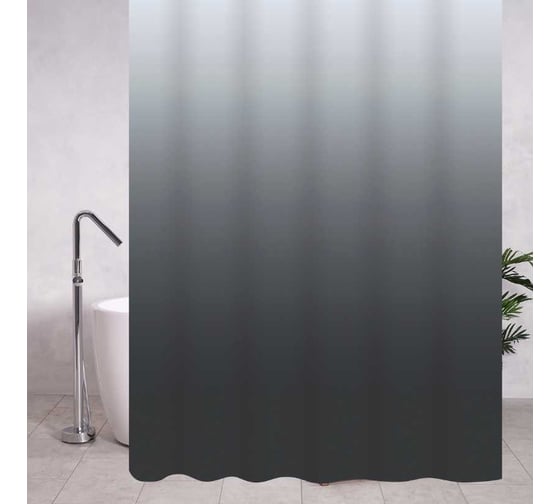 Штора однотонная Санакс серый переход, матовая, в ванную комнату, с кольцами, peva, 180х180 см 06-02 1