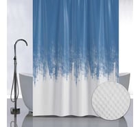 Штора с рельефным теснением САНАКС принт переход - синий, в ванную комнату, без колец, полиэстер/микрофибра, 180х180 см 05-04