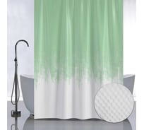 Штора с рельефным теснением САНАКС принт переход - салатовый, в ванную комнату, без колец, полиэстер/микрофибра, 180х180 см 05-05