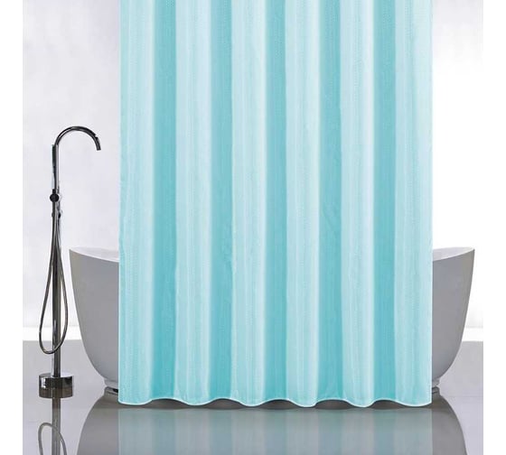 Штора однотонная Санакс голубая, в ванную комнату, полиэстэр 03-07 1